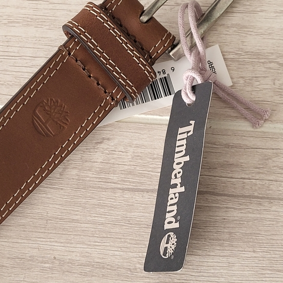 Timberland Mens Classic Leather Jean Belt Brown Size 42 New - Picture 6 of 7